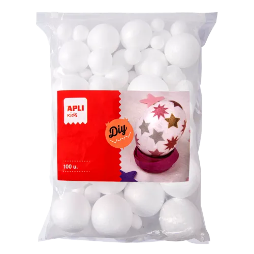 APLI polystyrénové gule, Jumbo pack, 100 ks, mix veľkostí, biele