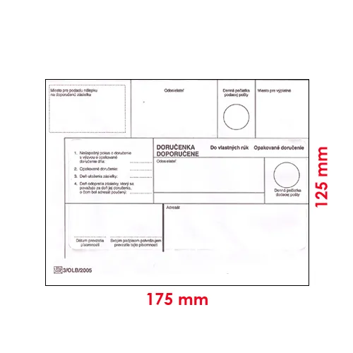 Obálky B6 DVR 125 x 175 mm opakované doručenie 25 ks