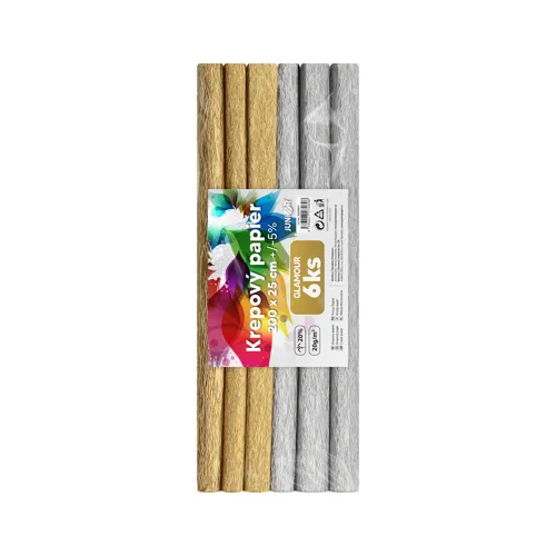 Krepový papier JUNIOR 200x25 cm GLAMOUR (sada 6 ks)
