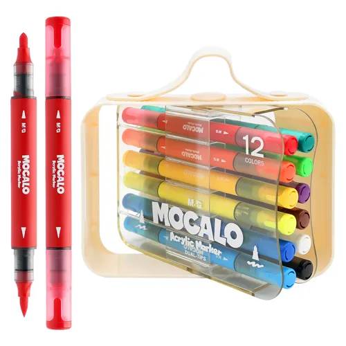 Popisovač M&G MOCALO Acrylic Marker obojstranný - sada 12 farieb