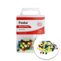 Špendlíky mapové/farebné FOSKA, 17 mm/100 ks, pp box