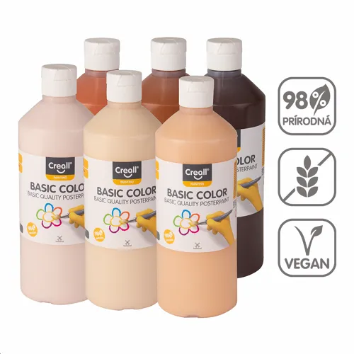 CREALL sada temperových farierb World, 6x 500 ml, mix zemitých farieb