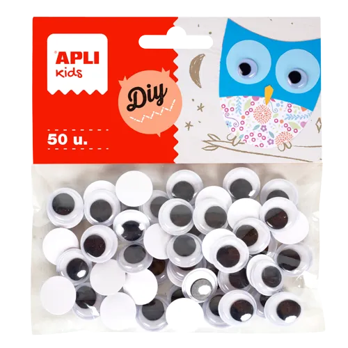 APLI MOVING EYES – oči okrúhle, Ø 15 mm, samolepiace, čierne