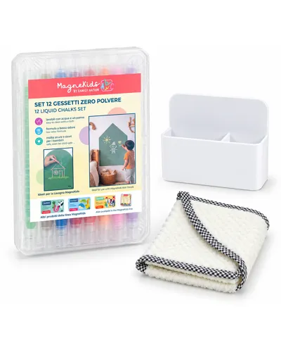 Family Nation MagneKids Sada 12 bezprašných kried s handričkou a magnetickým držiakom