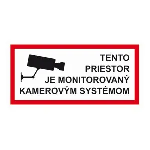 Samolepka Tento priestor je monitorovaný kamerovým systémom 16x8 cm