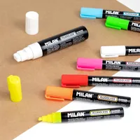 Popisovač MILAN FLUOGLASS 2-4 mm, modrý (2)