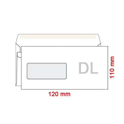 Obálky DL 110x120 mm s okienkom v ľavo, 1000 ks