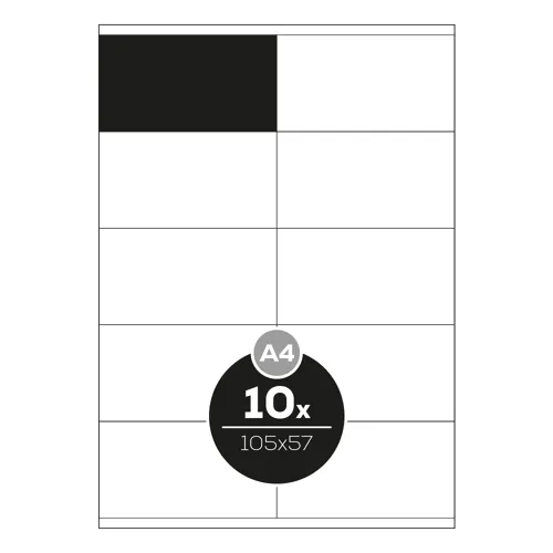 Etikety PRINT A4/100 ks, 105x57 - 10 etikiet, biele
