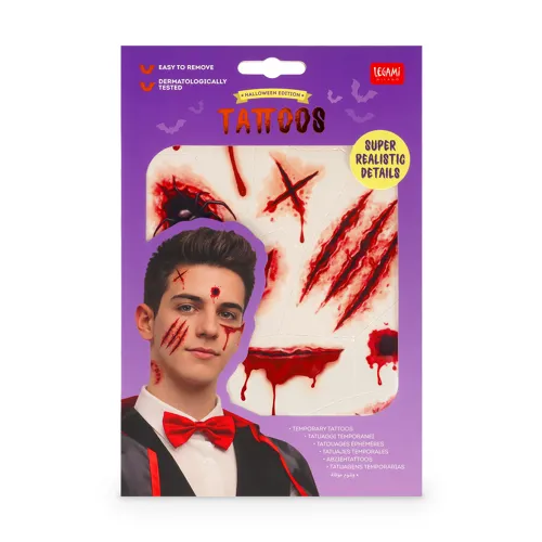Legami Creepy Tattoos - sada 10 ks tetovania na tvár - Jazvy