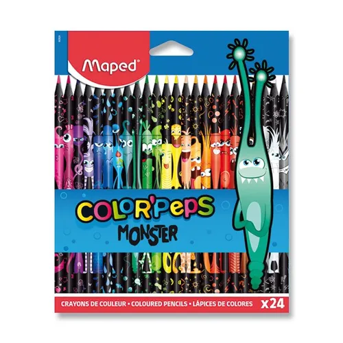 Pastelky trojhranné Maped Color'Peps Monster - 24 farieb