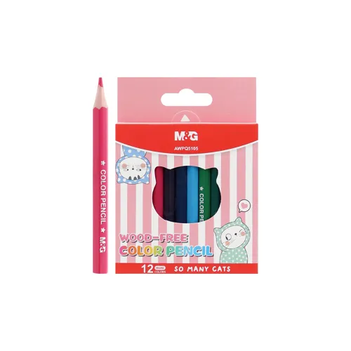Pastelky bezdrevné mini M&G So Many Cats Pastel (12 farieb)
