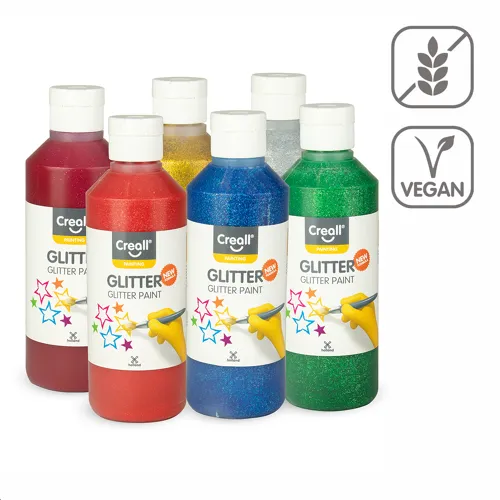 CREALL sada farieb Glitter, 6 × 250 ml, mix farieb