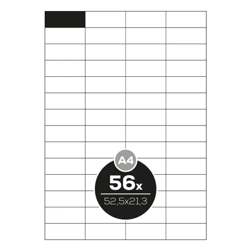 Etikety PRINT A4/100 ks, 52,5x21,3 - 56 etikiet, biele