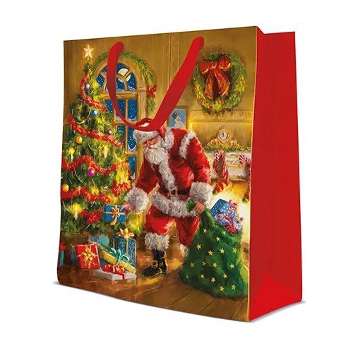Darčeková taška PAW Santa is here, veľká 26,5x13x33,5 cm