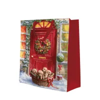 Darčeková taška PAW Basket with puppies, square - 17x17x6 cm