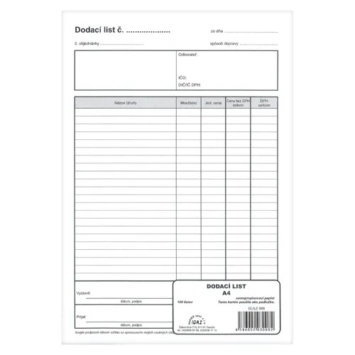 Dodací list s DPH A4, samoprepis (8) /OMI 652