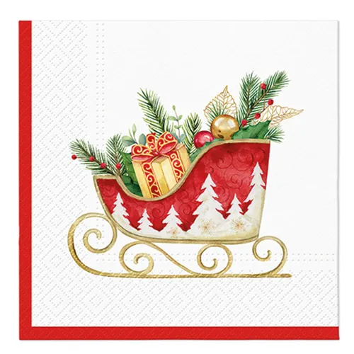 Obrúsky PAW L 33x33cm Holiday sleigh