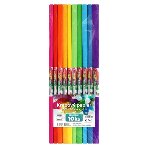 Krepový papier JUNIOR - sada SPECTRUM 10 ks, 50x200 cm