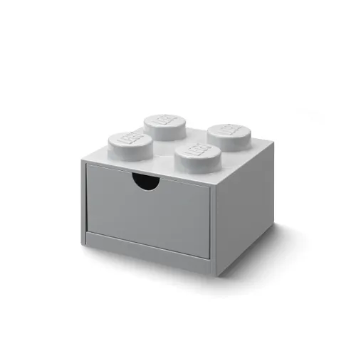 LEGO stolný box 4 so zásuvkou - šedá