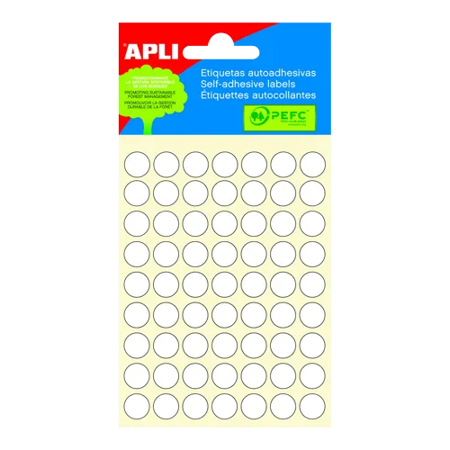 APLI samolepiace etikety, Ø 10 mm, biele