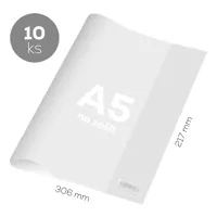 Obal na zošit A5 PVC 306x217 mm, hrubý/transparentný, 10 ks