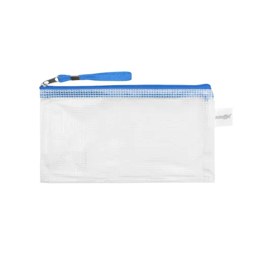 Sieťovaná obálka so zipsom PVC/DL, modrá
