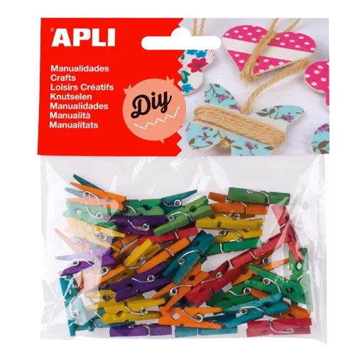APLI drevené štipce, 25 × 3 mm, mix farieb