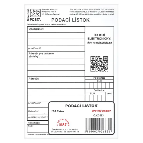 Podací lístok A6 (683)