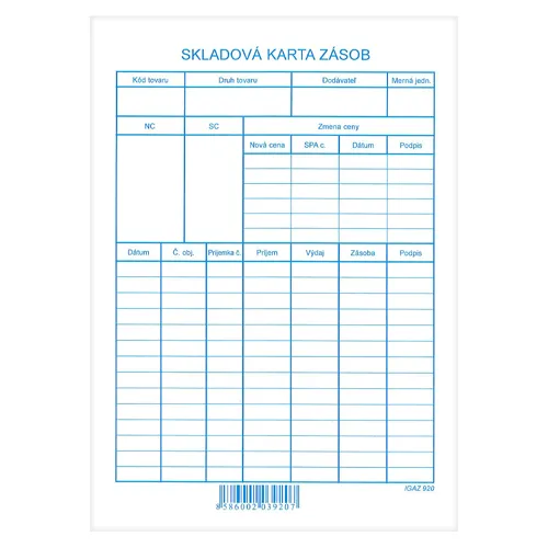 Skladová karta A5 na výšku (920)