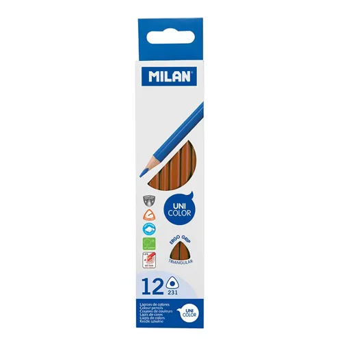 Pastelky MILAN Ergo Grip trojhranné 12 ks, výber z 12 farieb