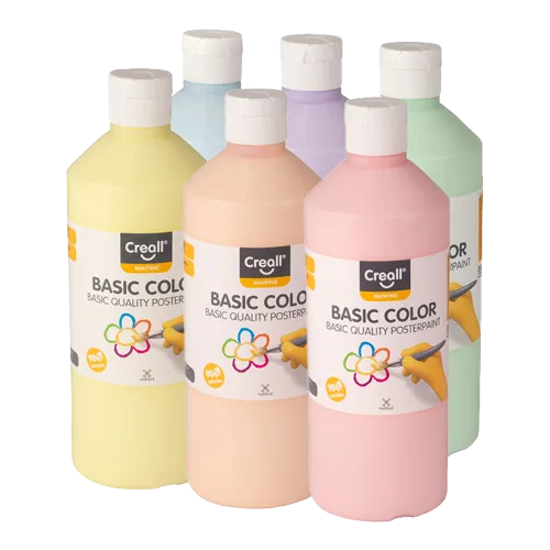 CREALL sada temperových farieb, Pastel, 6x 500 ml, mix pastelových farieb