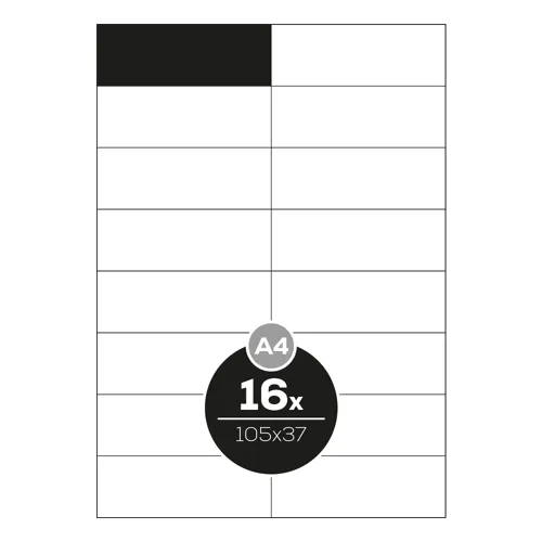Etikety PRINT A4/100 ks, 105x37 - 16 etikiet, biele