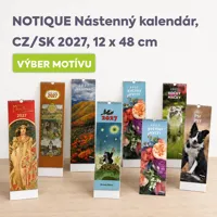 NOTIQUE Nástenný kalendár, "viazanka" CZ/SK 2027, 12 x 48 cm, výber z motívov