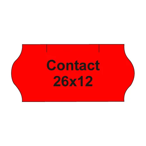 Etikety cen. CONTACT 26x12 oblé - 1500 etikiet/kotúčik, červené