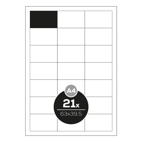 Etikety PRINT A4/100 ks, 63x39,5 - 21 etikiet, biele