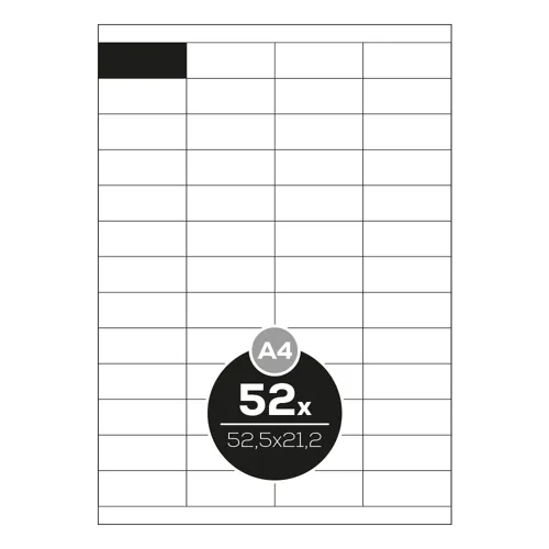 Etikety PRINT A4/100 ks, 52,5x21,2 - 52 etikiet, biele