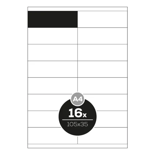 Etikety PRINT A4/100 ks, 105x35 - 16 etikiet, biele