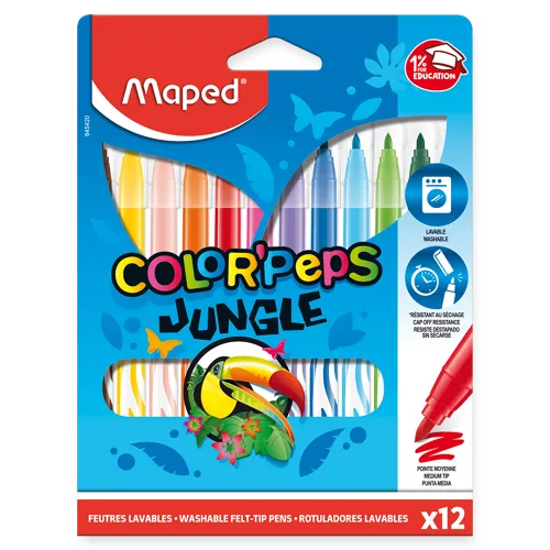 Detské fixky Maped Color'Peps Jungle - 12 farieb
