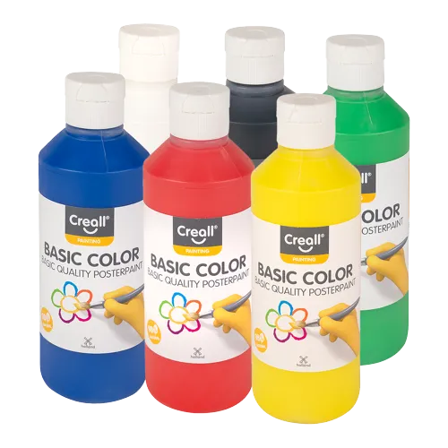 CREALL temperové farby, 6x 250 ml, mix základných farieb