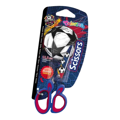 Colorino detské nožnice s potlačou Football, guľaté, 12,5 cm, asymetrické