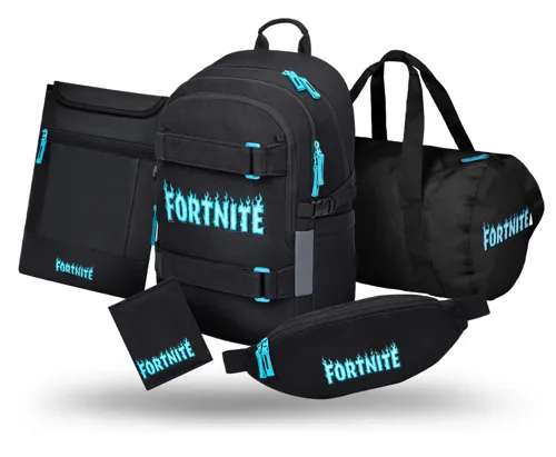 BAAGL SADA 5 Skate Fortnite Blue: batoh, športová taška, ľadvinka, obal na notebook, peňaženka GRS