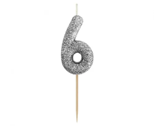 Sviečka tortová B&C - glitter čierna, číslica 0 - 9