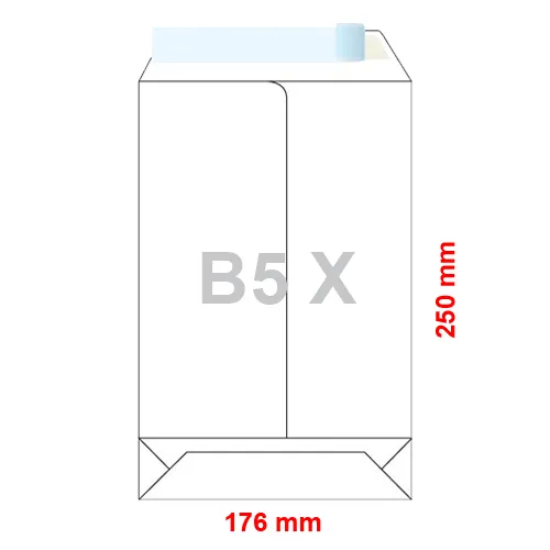 Obálky B5 X  176 x 250 mm dno tašky biele, samolepiace, krycia páska /10ks