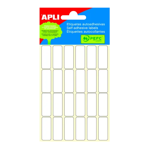 APLI samolepiace etikety, 12 × 30 mm, biele