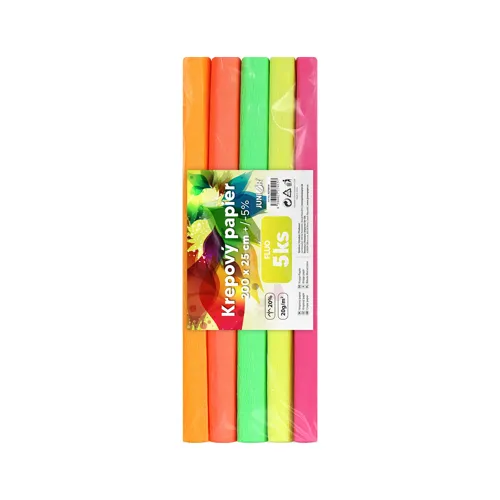 Krepový papier JUNIOR 200x25 cm FLUO (sada 5 ks)
