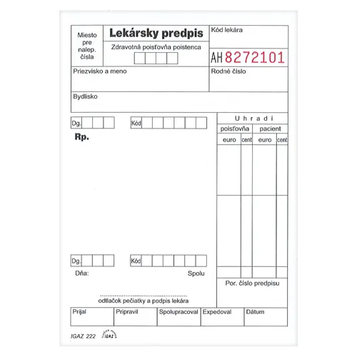 Lekársky predpis - sypaný biely A6 100 listov