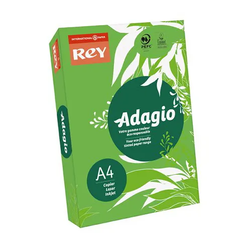 Kopírovací papier, farebný, A4, 80 g, REY "Adagio", intenzívny zelený