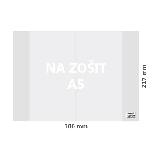 Obal na zošit A5 PVC 306x217 mm, hrubý / transparentný, 1 ks
