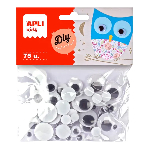 APLI  MOVING EYES – oči okrúhle, mix veľkostí, nelepiace, čierne