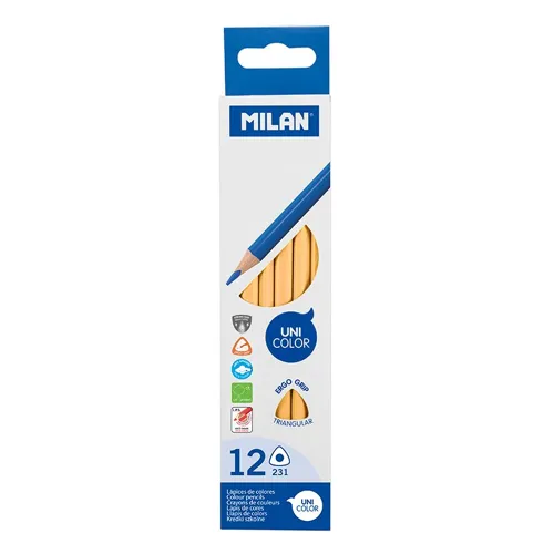 Pastelky MILAN Ergo Grip trojhranné 12 ks, výber z 12 farieb